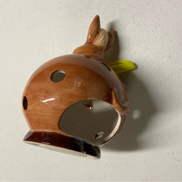 Cartoon Vtg Brown Horse Tea Light Holder Ceramic Folk art Equestrian Home Candle - Picture 11 of 14